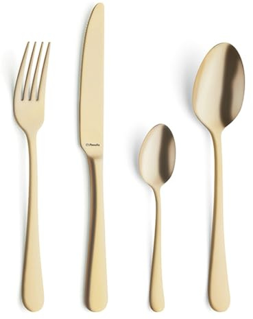 Amefa AUSTIN GOLD Besteckset 24-teilig | PVD-veredeltes goldenes Besteck Set | farbigesTafelservice 18/0 Edelstahl rostfrei | Besteck Set 6 Personen | Besteck gold spülmaschinenfest