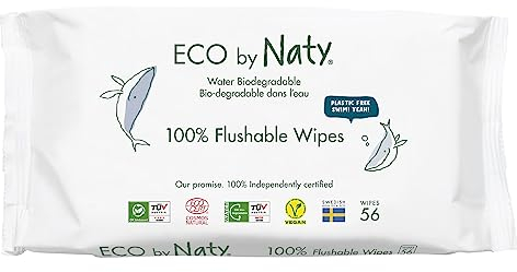 Eco by Naty Spülbare Baby Feuchttücher – 100% Wasser kompostierbare und pflanzliche Tücher, chemikalienfreie und hypoallergene Babytücher, sicher für empfindliche Babyhaut (12 x 56 | 672 Stück)