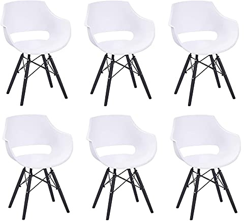 SAM 6er Set Schalenstuhl Lea in Weiß, Sitzschale aus Kunststoff