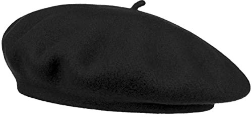 Van Der Rich ® - Baskenmütze (100% Wolle) Französisch Einfarbig - Damen (Schwarz)
