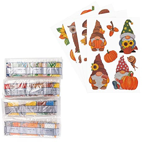 Ideen mit Herz Diamond Painting Sticker | 4 Bogen in DIN A4 | Aufkleber einzeln abziehbar | inkl. Schmucksteine (Zauberhafter Herbst)