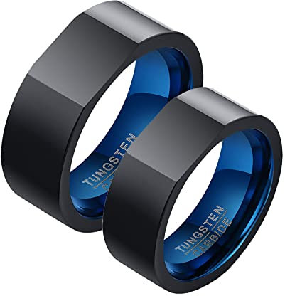 BCughia Freundschaftsringe Beste Freundinnen, Freundschaftsringe Schwarz Wolframcarbid Ringband Schwarz Blau 8mm Damengröße 57(18.1), Herrengröße 60(19.1)
