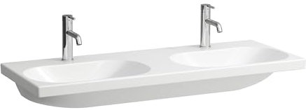 LAUFEN Lua Doppelwaschtisch, 1 Hahnloch, ohne Überlauf, 1200x460mm, H8140814001561, Farbe: Weiß mit LCC