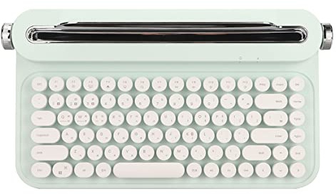 ASHATA B305 Typewriter Mechanical Keyboard, 86 Keys Retro Bluetooth Aesthetic Keyboard with Integrated Stand, Compact Gaming Keyboard with ESC Replacement Keycap (Mint Green)