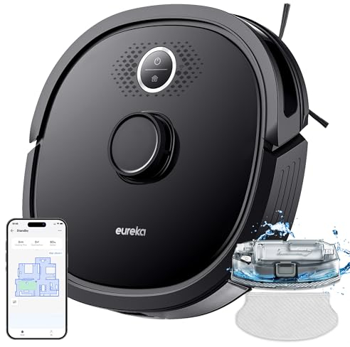 Eureka NER600 Robot Aspirapolvere Lavapavimenti con Mappatura,2000Pa Aspirapolvere Robot 2-in-1,Lavapavimenti Robot 120 Min,LiDAR Navigazione,WiFi/APP/Alex,per Pulizia Domestica,Peli Animali,Pavimenti