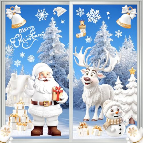 Immagini per finestre natalizie autoadesive, Immagini delle finestre di Natale, decorazioni natalizie per finestre, Immagini delle finestre