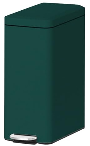 Surakey Poubelle en Acier Inoxydable, 10L Poubelle de Cuisine, Poubelle à Pédale, Sceau Intérieur Amovible, Poubelle étroite avec Couvercle pour Chambre, Salle de Bains, Salon, Vert 14x30.3x37.3 cm