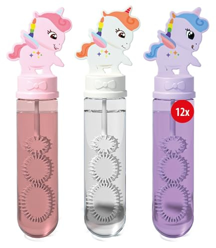 Pustefix Einhorn Seifenblasen Set für Kinder Mit Einhornmotiven - 12 Stück, 35 ml Flüssigkeit, Viele Bubbles Mit Einmal Pusten
