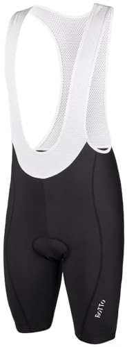 ROTTO Cykelshorts med hängslen för män vadderade med svamp och gel för landsvägscykel mountainbike ridning, 02svart Vit, S