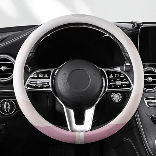 DYOG Auto Lenkradbezug für VW Hatchback Arteon/Beetle/Fox/GOL/Golf VII/ID.3 /Lupo(6X), 38CM Anti Rutsch Atmungsaktiv Lenkradschoner Lenkradabdeckung Lenkradhülle Zubehör,O-Pink