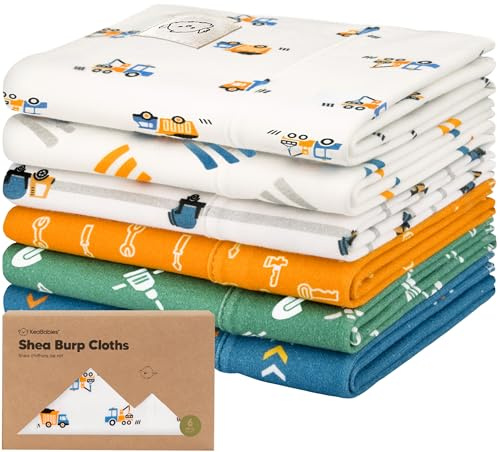 Bio Spucktücher Baby Junge, Mädchen - 6er-Pack Große Baumwoll Mulltücher Baby Waschlappen, Super Saugfähig, Ultraweiches Neugeborene Set,Geschlechtsneutral,Maschinenwaschbar,Langlebig (Builders)