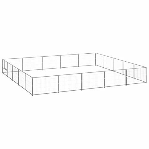 CIADAZ Hundehütte, silberfarben, 25 m², Stahl, Käfig für Hunde, Hundekäfig, Haus 211