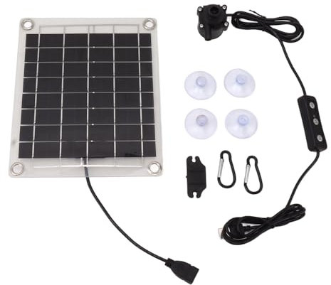 FLEXMAN Solar Wasserpumpen Set, 20 W, Tauchfähig, Verstellbares Wasservolumen, Solar Brunnenpumpen Set mit Schalter für Brunnen, Teich, Vogelbad, Bewässerung
