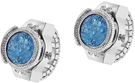 VALICLUD 2stücke Fingeruhr Damen Ring Quartz Uhr Kreatives Design Tragbare Fingerringuhr Für Dekoration Komfortabel Praktisch Für Alltag Und Besondere Anlässe
