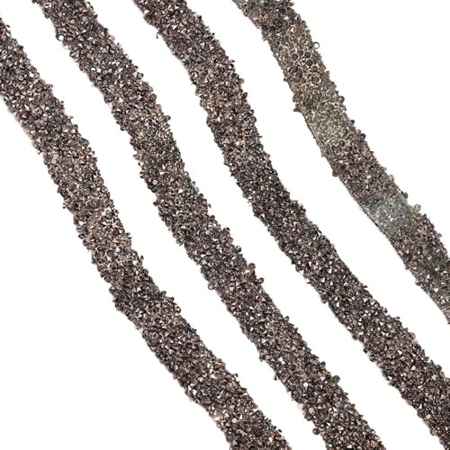 Whakano 1m Glitter Harz Strass Bänder zum Aufbügeln 1,5cm Breite Bling Edelstein Perlen Band,Dekoration Strassband zum Basteln,Hochzeit,Party Dekor,DIY Kunsthandwerk,Geschenkdekor,Grau