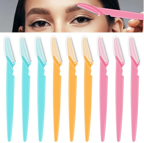 9 Piezas Maquinillas de afeitar de cejas,Maquinillas de Cejas,Cuchilla Cejas,Cuchillas Faciales Mujer,Cuchilla Cejas Mujer para Mujer Depilatorio Portátil Facial