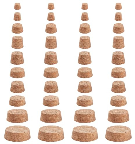 GORGECRAFT 40 Stück 10 Größen groß Kork Flaschenverschlüsse 0.4 bis 1.9 Zoll Durchmesser Konische Korkstopfen Hölzerne Korkdeckel Für Wein Und Getränkeflaschen Natürlicher Weichholzersatz Für Wein