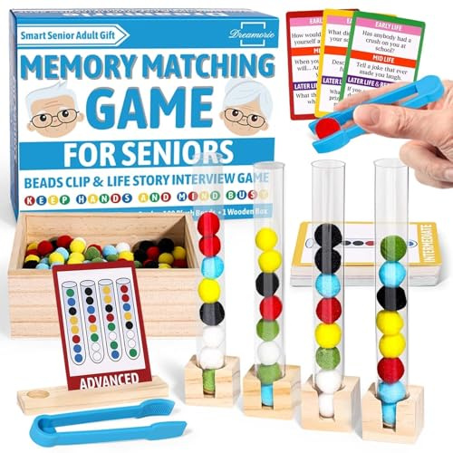 Memory Games Dementia Activities For Adults, Color Sorting Dementia Products for Seniors, Alzheimers Products for Elderly with Life Story Interview Cards, Family Conversation Starter Gifts for Elderly