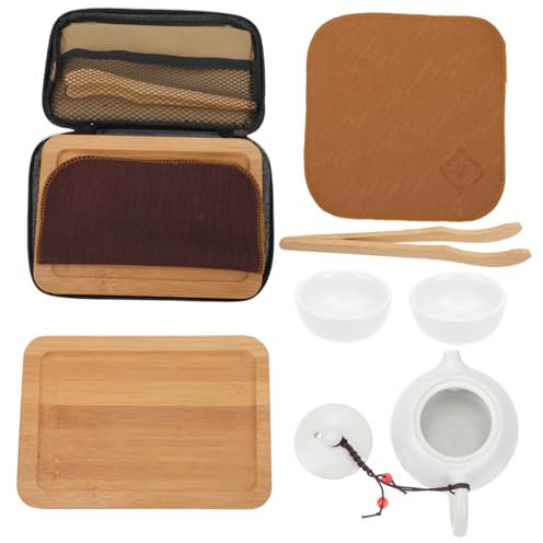PRETYZOOM Té De Viaje Cerámica Portátil Tetera Para Hacer Kung Fu Juego De Bandeja Tazas De Té Elegante Vajilla De Cerámica Para Uso Al Aire