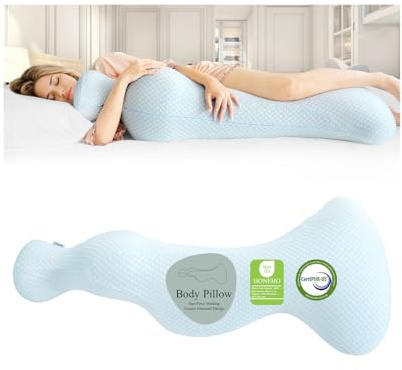 HONEHO Mermaid Body Pillows for Adults, Cooling Long Pillow for Bed, One Piece Full Body Pillow, Big Memory Foam Firm Body Pillow for Side Sleepe, Soft Hugging Bodypillow for Pregnancy