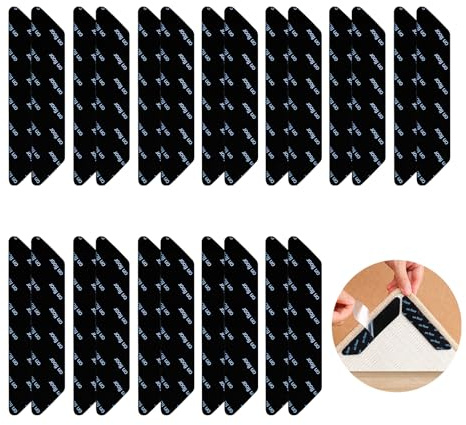 SANGFUN 24 Stück Antirutschmatte für Teppich, Anti Rutsch Teppichunterlage, Rutschfeste Befestigungsaufkleber Teppich Antirutschunterlage, PU abwaschbar und Spurlos Antirutschmatte, 13*2.5mm (Schwarz)