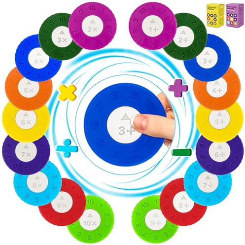Meetory 18 Stück Mathe Fidget Spinner, Mathematik Lernmaterialien, Rechenscheiben Set für Addition und Subtraktion, Lernhilfen für Mathematik (Addition/Multiplizieren) Für Erwachsene