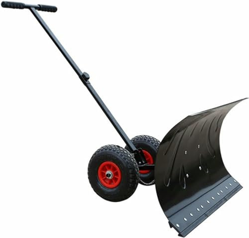 Pala da Neve per rimozione Neve, (Pala da Neve, Pala da Neve in Acciaio Resistente Regolabile con Ruote in Gomma da 10, Pala da Neve con Lama Grande Multi-Angolo Resistente e Maniglia rego