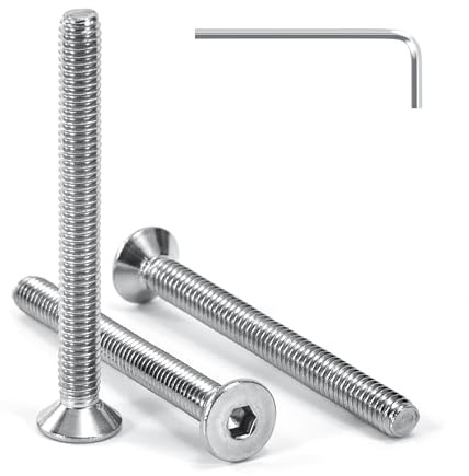Tunejoy 30 Stück Senkkopfschrauben M4 x 40 mm Senkschrauben Edelstahl A2 V2A Senkkopf Innensechskant DIN 7991 Vollgewinde mit Inbusschlüssel