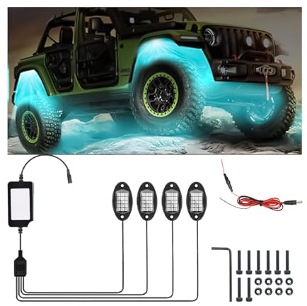 JNNJ Auto RGB LED Rock Licht, Multicolor Hell Neon Light, Unterbodenbeleuchtung, RGB Ambiente Lichter Mit APP/RF-Steuerung Für Universal Innenraum Dekoratives Zubehör
