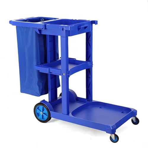 Gewerblicher Reinigungswagen für die Haushaltsführung mit Rädern und Tasche, gewerblicher Reinigungswagen für Einrichtungen/Hotels/Stadien/Schulen/Büros,Blau