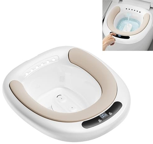 ANGDI Portable Bidet for Toilet, Sitz Baths Tub for Toilet Seat, Double Water Flow Bidet with 3 Flushing Modes, Temperature Display, for Women Men Personal Cleaning, Postpartum