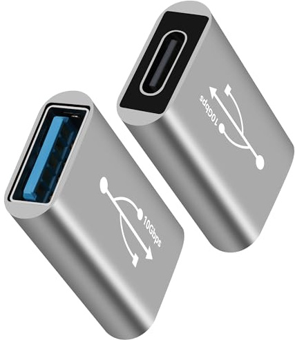 USB 3.0 to USB C 3.1 Adapter 2 Pack,10Gbps Double Sided Data Transfer, Bi-Directional Type-C (Female) to Type-A (Female) On The Go (OTG) Converter Connector Support Charging & Data Sync for Laptop, PC