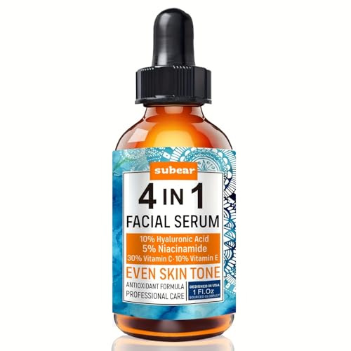 4 IN 1 Vitamin C Niacinamid,Hyaluronsäure Vitamin E Gesichtsserum, Antioxidans, gleichmäßiger Hautton, 1 Fl Oz