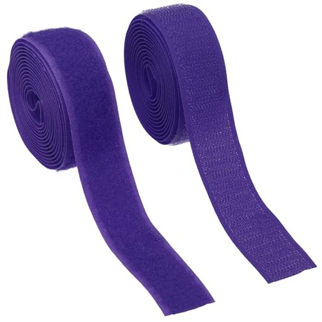 YELARXI Sew on Hook and Loop Tape, 1 Inch Width Non-Adhesive Back Nylon Sewing Fastener Strips Interlocking Fabric Tape 2 Yards Fit for Clothing Crafts Sewing DIY Project - (Purple)