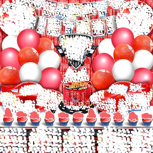 Car Deko Geburtstag, Car Geburtstagsdeko, Car Luftballon Party Deko, Cake Topper, Car Dekoration Happy Birthday Banner für Kinder