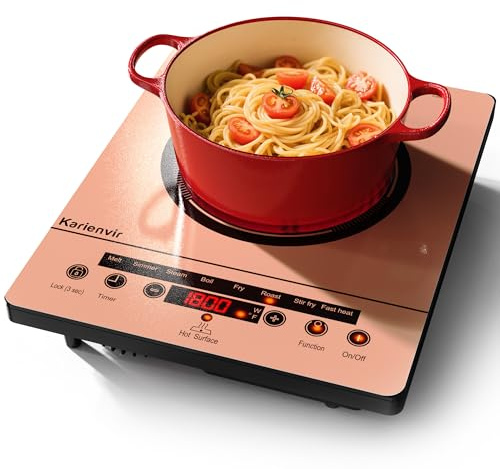 Single Burner Electric Hob, Portable Ceramic Hob, 220V with plug, Touch Cooker Hob with Safety Lock, Timer, Kitchen Cooking Hob With 9 Power Levels, 1800W(Orange)