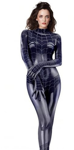 23GUANYI Spinnenkostüm Damen, Faschingskostüme Damen Erwachsene Anime Cosplay Bodysuit für Karneval Party Fasching Maskerade (Grau, M)
