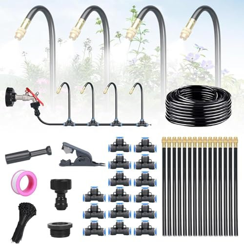 Système D'irrigation Automatique Incurvé À 360°, Kit D'irrigation Goutte À Goutte, Pour Jardin, Serre, Pelouse, Cour, Buse Flexible Réglable(15M)