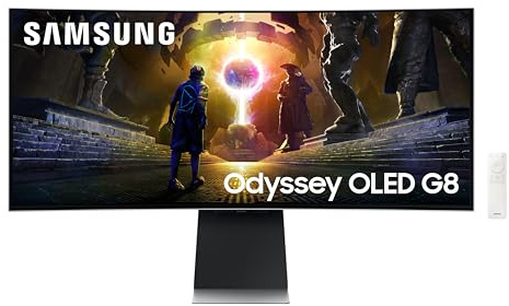 Samsung Odyssey Gaming OLED G8 LS34DG850SUXXU Curved 34 UWQHD Smart Gaming Monitor - 0.03ms, 175Hz, 3440x1440, Speakers, Full Smart Platform (Renewed)