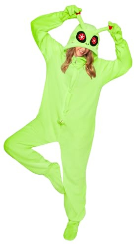 OLAOLA Adultes Animaux Combinaison, Fleece Unisexe Alien Kigurumi Pyjamas pour Halloween, Doux Cosplay Costume Maison Vêtements de Nuit Une Pièce Noël Vêtements de Détente