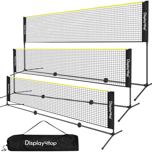 display4top 3M 4M 5M Badminton Net Set, Volleyball Tennis Net, Height Adjustable, Portable with Portable Carry Bag, Sports Net for Indoor or Outdoor Court, Beach, Driveway