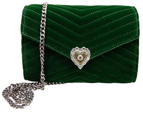 Alpenflüstern Trachtentasche Samtclutch Trachtenherz - Damen Handtasche, Schultertasche fürs Dirndl, Tasche zur Tracht, Dirndltasche mit Metallelemente (in traditionellen Farben) DTA107
