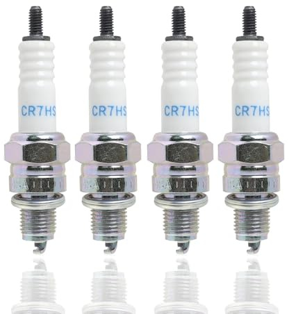 4 PCS Bougies D'allumage 4549 CR7HSA, Cyclomoteurs Et Motos Filetage 14 Mm, Antiparasitées pour une Performance Moteur Optimisée et une Ignition Efficace Remplacement A7RTC/A7TC/UR4AC/U22FSR-U/U2