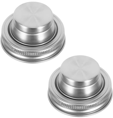 Hoement 2pcs Stainless Steel Cocktail Shaker Lids with Seals for Mason Jars Multi-use Spice Dispenser and Flour Sifter Covers Mason Jar Caps for Mixing Seasonings and Refreshing Drinks