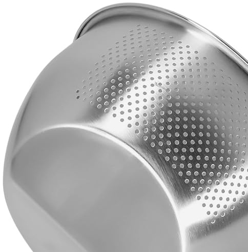 Bol à riz en acier inoxydable avec écoulement incliné – Passoire en maille fine pour égoutter le riz, les pâtes, les fruits et les légumes (201, matériau 23 cm)