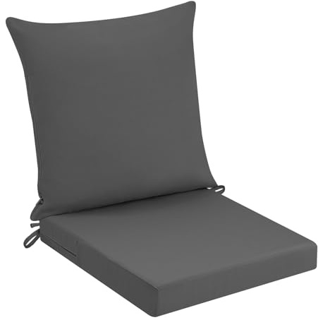 PRIMEPATIO Stuhlkissen Outdoor mit Rückenlehne 40x40x7, Grau