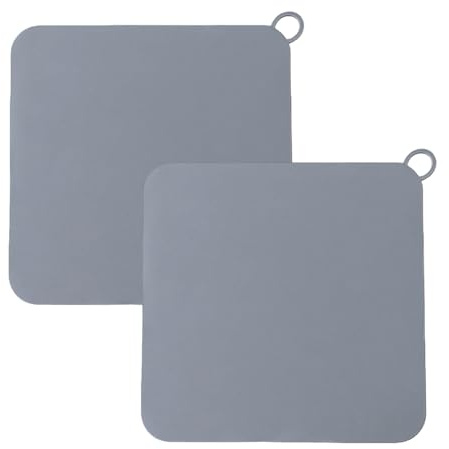 KLINNA 2 Stück Bodenablauf Abdeckung Silikon Grau, 19.7x19.7 cm Quadrat Geruchsverschluss Abflussstopfen Silikon Bodenablaufmatte,Abflussstopfen Dusche für Küche Badezimmer Toilette