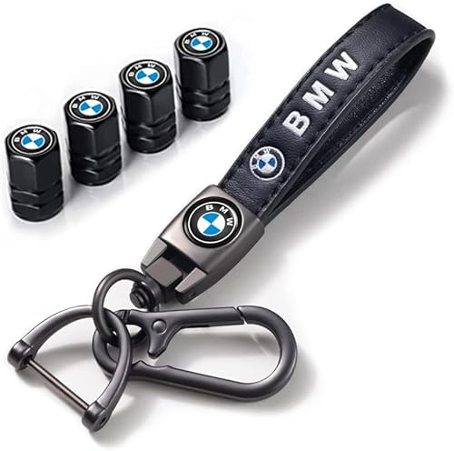 4Pcs Ventilkappen für BMW X1 X3 X7 X5 X6 1 3 5 6 Series Z4 7 M Series Auto mit Schlüsselanhänger, Metallisch Auto Set,Reifen Ventildeckel & Schlüsselanhänger Geschenk