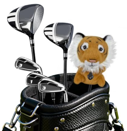 Golfklubbskydd för hybrid och trä, gosigt mjukt med söt djurmotiv, lämplig för damer och herrar (den gula tigern)