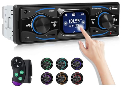 OiLiehu Radio 1 DIN con Bluetooth Manos Libres, Reproductor de MP3 con Pantalla Táctil de 2,17 Pulgadas, Radio 1 DIN con FM/AUX/Reproducción USB/Puerto TF/EQ/Carga Tipo C/SWC